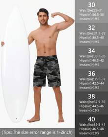 22" Men's Board Shorts Swimwear No Mesh Lining - Long Swim Trunks Surf Shorts Bathing Suit With Zipper Pocket UPF50+ - 05-blue - 查看 11