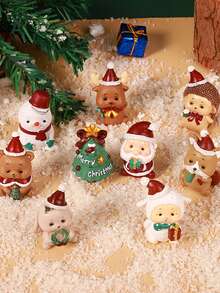 Christmas Decor Miniature Landscape, Cute Cartoon Santa Claus, Christmas Tree, Animal Ornaments, Gift