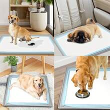 1 pieza Soporte de almohadilla para orinar de mascota de silicona suave, plegable y ahorra espacio, fácil de limpiar, antideslizante, adecuado para prevenir fugas y proteger los pisos. El diseño multifuncional también se puede usar como tapete para comida de mascotas o forro de jaula, viene con 1 almohadilla para orinar de mascota