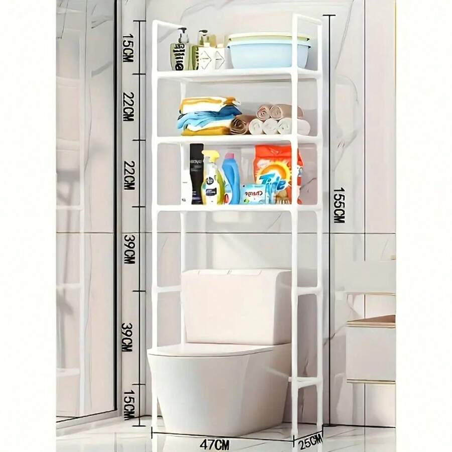 1 raft pentru toaletă, suport de depozitare pentru balcon alb/negru, suport de depozitare multistrat pentru baie, suport simplu de depozitare pentru mașină de spălat. Potrivit pentru baie și balcon. Accesorii pentru baie - Multicolor - Vizualizare 1