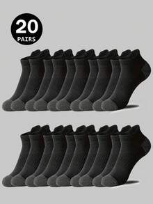 5/10/20 Pairs Men's Black & White Outdoor Sports Mid-Calf Socks, Daily Fitness Casual Socks, Running Socks, Sports Socks, Spring/Summer/Autumn/Winter, Fall