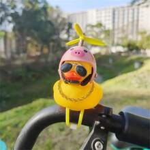 1pc Duck Bicycle Bell, Rubber Duck Bicycle Motorcycle Accessory, Yellow Duck Car Dashboard Decor, Cute Propeller Handlebar, Squeeze Duck Bicycle Horn, With Propeller Helmet - Gift For Duck Lovers - one-size - View 7