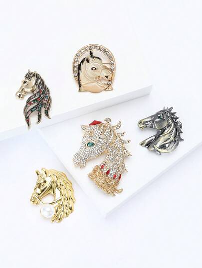 时尚马头胸针 - 精美动物别针，适合女士、中性宴会服装配饰/朋友聚会徽章礼物