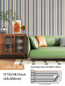 SUPSTICKER 1pc Multicolor Vintage Striped Self-Adhesive Wallpaper, Waterproof Removable PVC Wall Decor, Suitable For Bedroom, Kids Room, Study, 3 Sizes - Multicolor - View 16