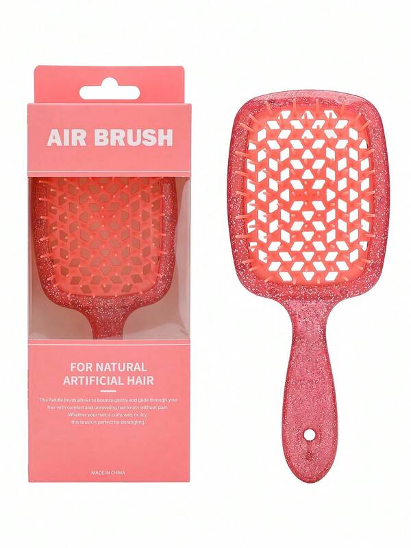 1PC Hollow Comb Color Box No Knot Net Comb Smooth Hair Comb Breathable Comb Fluffy Hair Comb Massage Comb Square Comb Women's Comb ABS Material 1 Women's Comb ABS Material Mesh Plastic Comb Hairstylist No Knot Roll Hair Comb Massage Comb Christmas And Halloween Soft And Comfortable, Brushes, Hair Brush, Detangling Brush, Ball Brush, Mini Hair Brush Set