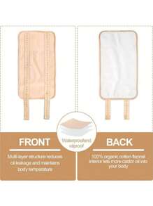 1 Pack Castor Oil Pack - Reusable Wrap Adjustable Pack Wrap Kit For Liver, Aid Sleep, Auxiliary Liver And Abdominal Muscles To Improve Circulation Digestion (Castor Oi L Not Included) (Khaki)