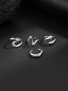 Set de 4 anillos de metal de aleación con formas únicas y personalizados para hombres - Apertura - Ver 4
