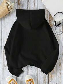 Women Spring And Autumn Loose Casual Hoodie With Slogan And Printed Long Sleeves FAITH OVER FEAR THE LORD IS ON MY SIDE I WILL NOT FEAR WHAT CAN MAN DO TO ME PSALMS 118: 6,Long Sleeve Tops Graduation,Back To School Outfits,Graduation,Teacher Outfits For Women,Back To School Pullover Fall Outfit Plaid Cotton Ladies Autumn Clothing - 黑色 - 查看 7