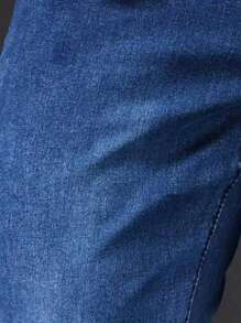 1pc Men's Blue Slim Fit Stretchy Denim Jeans - Blue - View 5