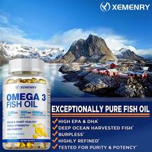 XEMENRY Omega-3 Aceite de Pescado - Mejora la memoria, la concentración y la cognición, promueve la salud del cerebro y los ojos, mejora la función inmunitaria - Tres botellas - La mejor opción - Ver 6
