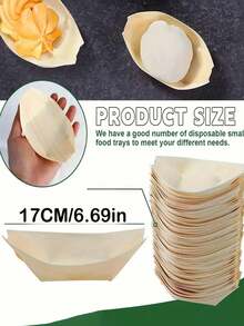 10/20/50 chiếc thuyền đựng thức ăn dùng một lần bằng tre màu be - Khay sushi mini, đĩa khai vị, hộp đựng hình lá dùng cho tiệc nướng BBQ, cắm trại và phục vụ ăn uống, phụ kiện nhà bếp và phòng ăn nhẹ | Thiết kế lá tự nhiên | Hộp đựng - Màu be - Xem 8