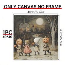 1PC Vintage Halloween Trick-Or-Treaters Print Framed Wood Sign, Halloween Wall Art, Adorable Vintage Halloween Art, Creepy Kids Art, Halloween Wall Decor,Room Decor Aesthetic, Home Decor, Posters For Room, Canvas Wall Art, Optional Frame, Wall Decor, Living Room Decor. Halloween Decor Fall Decor