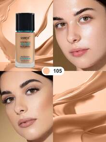 Saniye Base de Maquillaje Profesional 3 Tonos Claros Medianos y Oscuros Cobertura Perfecta para Todo Tipo de Piel Ligero y Duradero 24 Horas Sin Cuartearse u Oxidarse Ideal para Piel Mestiza Morena y Trigueña - 105 - Ver 1