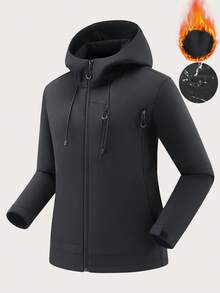 Women's Thermal Thermal Lined Waterproof Windproof Softshell Hiking Jacket – Thick Warm Outdoor Hooded Trekking Coat With Zip Pockets, Breathable Camping & Mountaineering Rain Jacket,Winter,Skiing - Black - View 6