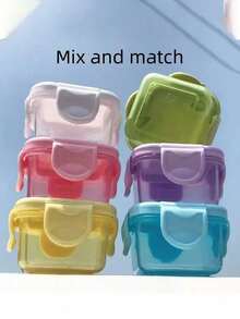 1/2/6pcs Mini Food Storage Containers, Mini Transparent Containers With Lids, Sealed Food Storage Boxes, Rectangular Plastic Sealed Storage Boxes, Small Food Containers Plastic Sealed Boxes, Multi-Functional Seasoning Boxes, School Supplies, Student Essentials - Multicolor - View 3