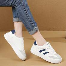 Giày thể thao vải canvas trắng cổ điển mới dành cho nữ, giày thể thao da thường ngày - Hoa lan trắng - Xem 4