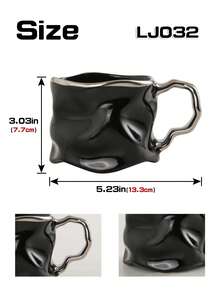 1pc Handmade Silver-Plated Ceramic Wavy Mug, Suitable For Latte, Coffee, And Milk Tea At Home Or Office