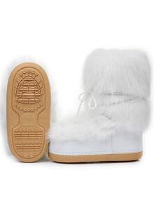 Women's Warm Snow Boots, Lace-Up Ski Boots, Autumn/Winter - White - View 8