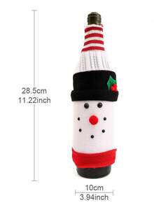 1pc Christmas Decoration Knitted Cartoon Wine Bottle Cover, Creative Plush Santa Claus Wine Bottle Bag