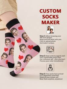 Customized Photo Socks For Men, Can Print Any Face, Suitable For Handsome Guys And Beautiful Ladies, Funny Couple High Socks, Suitable For Valentine's Day, Birthday And Other Occasions, Cartoon Style, Multi-Color Options, Home Decor For Living Room And Bedroom, Suitable For Graduation Season, Winter, Christmas, Autumn, Festivals, Anniversary And Other Occasions - Multicolor - View 5