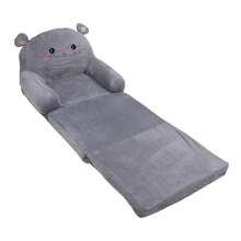 2-In-1 Kids' Foldable Sofa - Cartoon Flip-Open Design With 3-Layer Breathable Cloth & Sponge | Toddler Chair For Babies & Children - Grey - View 8