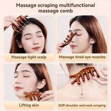 NEFOUME Natürlicher Sandelholz Massagekamm | Antistatisch | Kammzähne Massage + Gua Sha Schaben | Simulierte Doppelfinger-Augenmassage | Ergonomischer rutschfester Griff | Geeignet für Kopf, Nacken, Schulter, Beine und mehr Bereiche, Haare, Haarpflege, Schule, Rückkehr zur Schule, Reisen, Reiseaccessoires, Haushaltsartikel, Spa, Massagetool, Massage, Massagegerät, Spa - Braun - Übersicht 3