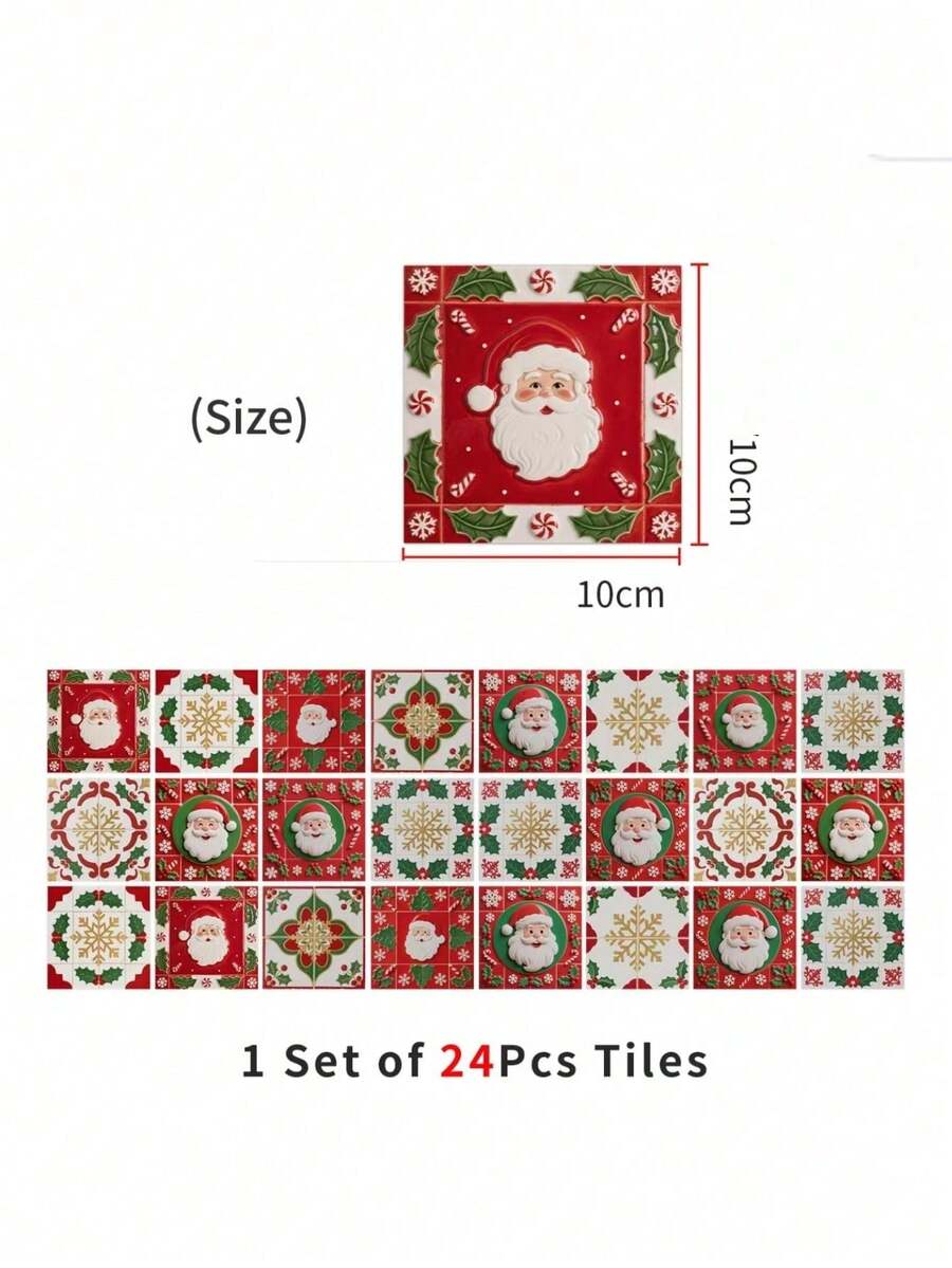1pc 设计风格独特：将圣诞元素与瓷砖图案巧妙融合。常见的圣诞元素包括雪花、圣诞树、驯鹿、铃铛、姜饼人、圣诞袜、冬青叶等，并与几何瓷砖的线条巧妙结合。 - 彩色 - 查看 1