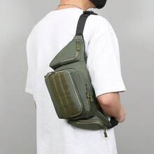 1 pièce Sac banane tactique pour hommes en nylon, sac banane mode et imperméable avec sangle réglable, grande capacité, sac banane polyvalent pour passeport, idéal pour les voyages, la randonnée, le jogging, le cyclisme, les sports de plein air, la chasse, l'escalade, le camping - Noir - Voir 7