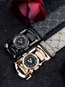 beaytar 1 件新款时尚男士皮带，经典男士自动扣腰带，休闲户外男士裤带，百搭街头风格男士腰带 - 彩色 - 查看 2