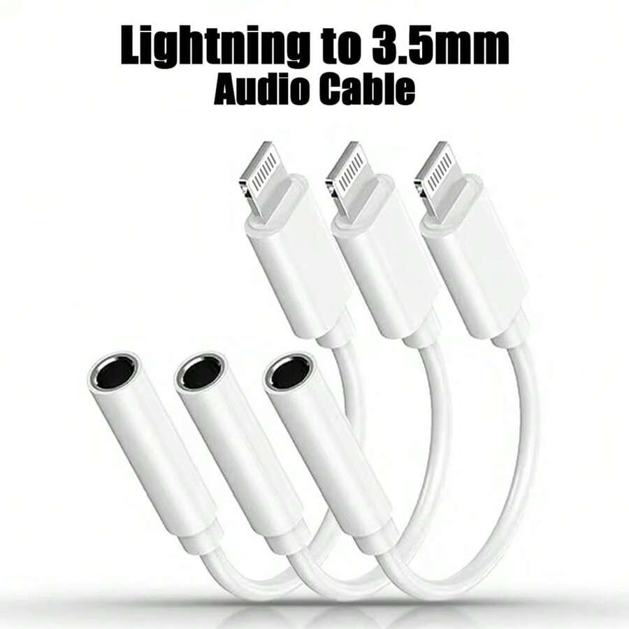1-3 个 3.5 毫米耳机插孔适配器,兼容 14 Pro Max/14 Pro/14 Plus/14/13/12/11/XS/XR/8/7/6/iPad 系列,带电缆转换器 - 白色 - 查看 1