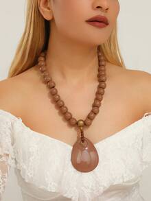 1只波西米亞風格多層珠子項鍊,手工木珠造型項鍊,短項鍊,適用於女性 - 彩色 - 查看 7