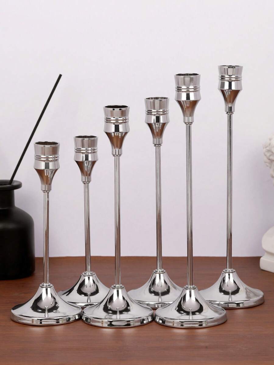 قطعة واحدة/مجموعة واحدة من حامل الشموع الفضي الفاخر بالطراز الشمالي، حامل شموع فاخر للمائدة، شموع على الطراز العثماني للاستخدام في حفلات الزفاف الراقية، وتزيين طاولات الحفلات والأعياد والكريسماس، ديكور شموع متعدد الاستخدامات بطراز بوهيمي أنيق لحفلات، وعشاء بالشموع، وأعياد الميلاد، وحفلات الفنادق، وديكور المنزل