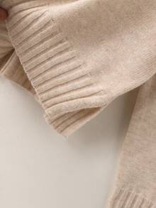 2 piezas Conjunto de suéter de unicolor para mujer, para uso diario, otoño/invierno