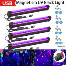 1/2/3/4pcs Black UV Ultraviolet Light Bulb, Black Light For Fluorescent Body Painting, Birthday Party, Holiday Party, 5V USB With Magnetic Hook Portable Black Light Tube, Suitable For Christmas, Halloween