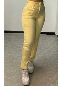 Women's Pants/Tailored Pants/Basic Pants/Elegant Pants/Skinny Pants/Blogger Pants/Fashion Pants - 黃色 - 查看 5