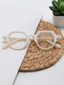 1pc Oval Computer Glasses, Unisex For Daily Business Office Use - White - View 6