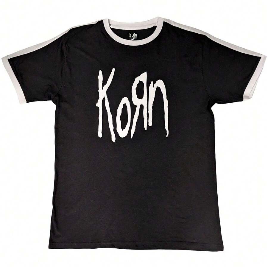 Korn | Official Ringer T-Shirt | Logo  - 48-Hour Fast Shipping! - Black - View 1