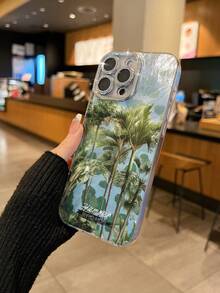 1件清新療癒Ins風透明手機殼，冰藍紋理背景，棕櫚椰子樹香蕉葉熱帶風景，手寫英文「Humour」字樣，夏日度假氛圍，中性全包防摔軟殼，適用全系列，相容機型：iPhone17/17Pro/17ProMax/16/16Plus/16ProMax/16e/15ProMax/11/12/12Pro/12ProMax/13/13Pro/13ProMax/14/14Pro/14ProMax - 精孔漩渦 - 查看 2