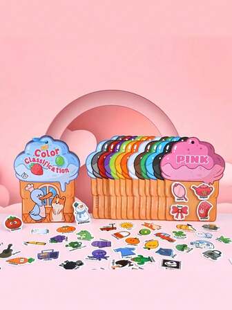 早教颜色分类贴纸安静书，启蒙认知益智玩具，忙碌书，免剪防撕书