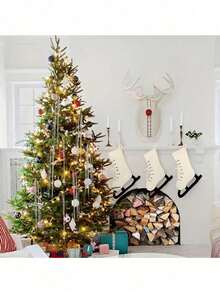 1 buc decorațiuni de Crăciun cu ciucuri argintii, pandantiv pentru ciucuri, decorațiuni de cadouri de sărbători DIY - ornamente reflectorizante din plastic pentru brad de Crăciun, decorațiuni pentru ferestre și scări de sărbători, accesorii pentru sărbători interioare, Revelion și petreceri de ziua de naștere