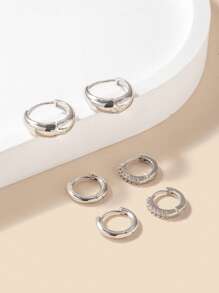 6pcs Minimalist Basic Copper Alloy Cubic Zirconia Earring Set, Suitable For Women's Daily Wear - Yellow Gold - View 10