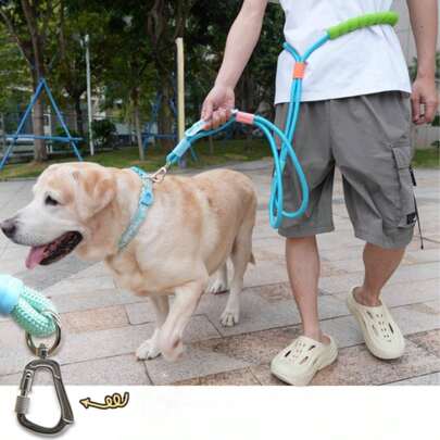 Guia de Passeio Mãos Livres Com Corda Dupla De Nylon Transversal Reforçada Resistente Refletivo Para Cachorros LR-0318a