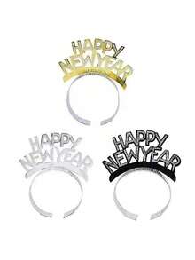 شريط رأس لحفلة رأس السنة الجديدة 2026، شريط رأس للصور التذكارية، مشبك شعر مزين بالبودرة الذهبية