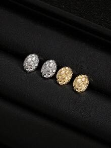 1 par de pendientes de botón cuadrados con textura geométrica vintage, pendientes de pepita chapados en oro de 18 quilates para hombres, pendientes de atuendo urbano, joyería diaria para hombres - Cuadrado - Ver 13