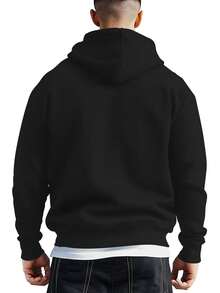Men'S Autumn And Winter Plush Hoodie Featuring Airplane Mode, Designed For Youth With American Fashion Prints, Perfect As A Gift. - màu đen - Xem 3