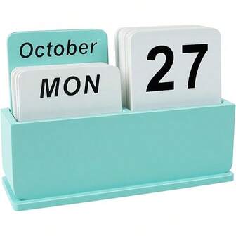 Perpetual Calendar For Desk, Daily Desktop Standing Flip Calendar With Large Display, Modern Farmhouse Aesthetic Desk Accessories For Home Office Decor, Reusable Yearly, Green