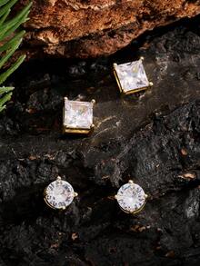 4pcs Minimalist Cubic Zirconia Decor Magnetic Ear Clips For Men, Everyday Wear Accessory - Men's Ear Clip Two Piece Set - View 9