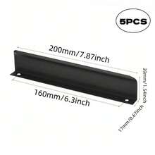 5 paquetes de tiradores de borde de dedo negro para gabinetes, armarios, cajones, manijas de gabinete de cocina, tiradores ocultos de aluminio moderno mate negro para puertas de armario