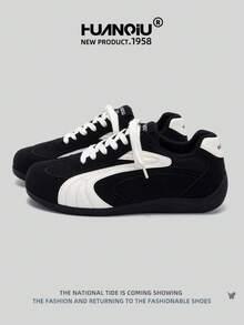 HUANQIU 2025 New Men's Shoes Men's Skateboard Shoes A Pair Of Fashionable Casual And High-Rise Breathable Home Office Outdoor Sports Shoes Multifunctional Lightweight And Comfortable Dexun Shoes Racing Shoes Casual Shoes Running Shoes Black And White Four-Season Shoes