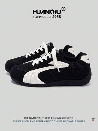 HUANQIU 2025 New Men's Shoes Men's Skateboard Shoes A Pair Of Fashionable Casual And High-Rise Breathable Home Office Outdoor Sports Shoes Multifunctional Lightweight And Comfortable Dexun Shoes Racing Shoes Casual Shoes Running Shoes Black And White Four-Season Shoes